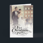 Cartão De Festividades Our First Christmas Together Black Script Photo<br><div class="desc">Designed by fat*fa*tin. Easy to customize with your own text,  photo or image. For custom requests,  please contact fat*fa*tin directly. Custom charges apply.

www.zazzle.com/fat_fa_tin
www.zazzle.com/color_therapy
www.zazzle.com/fatfatin_blue_knot
www.zazzle.com/fatfatin_red_knot
www.zazzle.com/fatfatin_mini_me
www.zazzle.com/fatfatin_box
www.zazzle.com/fatfatin_design
www.zazzle.com/fatfatin_ink</div>