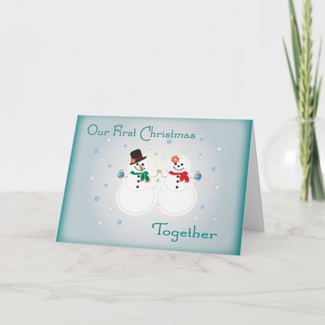 Cartão De Festividades Our First Christmas Together Greeting Card (Frente)