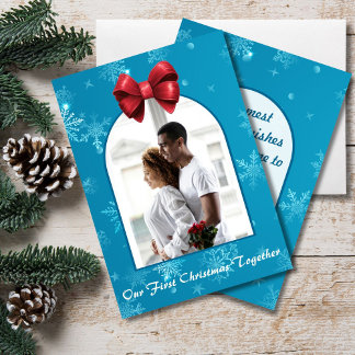 Cartão De Festividades Our First Christmas Together Snowflake Photo
