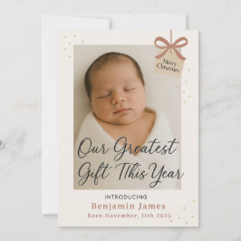 Cartão De Festividades Our Greatest Gift Baby Announcement Holiday Card