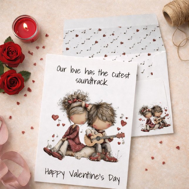Cartão De Festividades Our love has the cutest soundtrack (Criador carregado)
