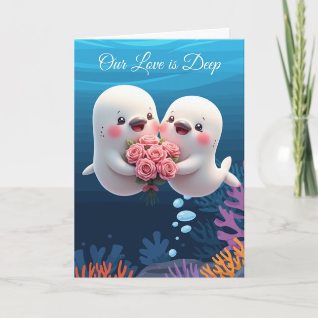 Cartão De Festividades "Our Love is Deep" cute Valentine Card (Frente)