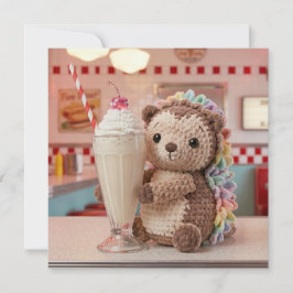 Cartão De Festividades Ouriço e Milkshake | Em Branco