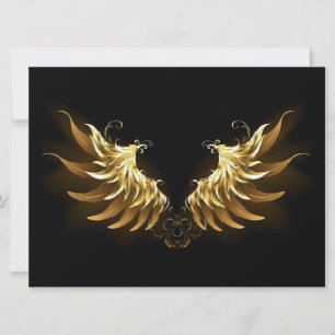 Cartão De Festividades Ouro Angel Wings sobre fundo preto