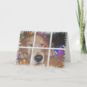 Cartão De Festividades Ouro de Natal com luzes