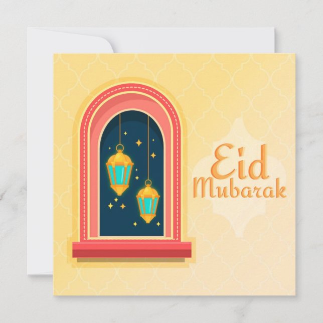 Cartão De Festividades Ouro Feliz Eid Mubarak (Frente)