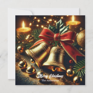 Cartão De Festividades Ouro festivo Sinos de Natal e decorações