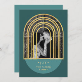 Cartão De Festividades Ouro | Foto de Natal Verde Profundo