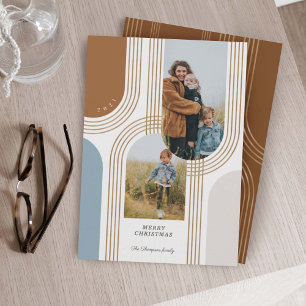 Cartão De Festividades Ouro Geométrico Concentrado Moderno Arcos 2 Fotogr