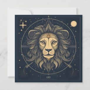 Cartão De Festividades Ouro Leo Zodiac Astrologia
