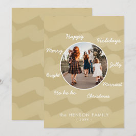Cartão De Festividades Ouro Moderno Natal Deseja Foto da Família