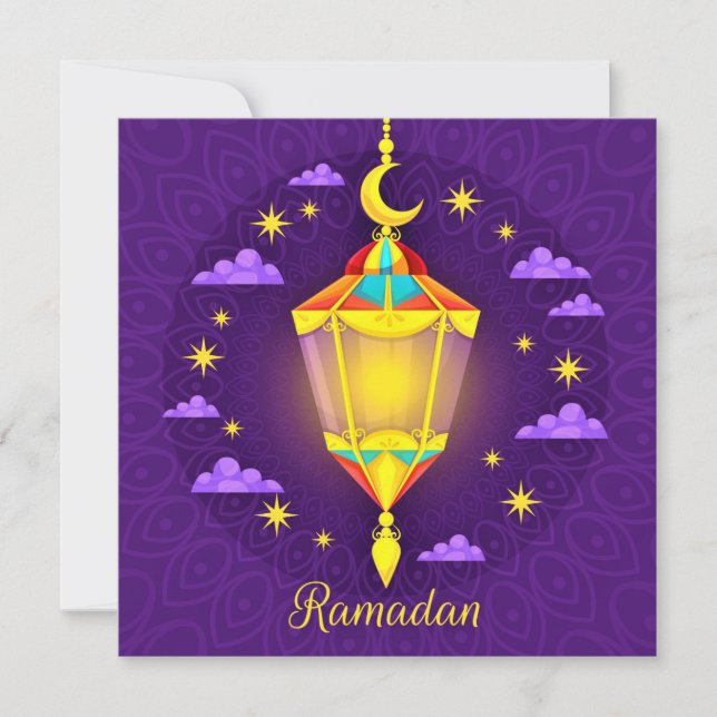 Cartão De Festividades Ouro Ramadan Kareem (Frente)