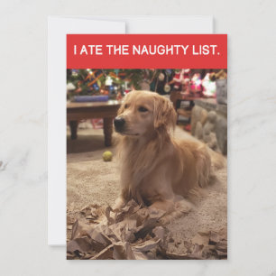 Cartão De Festividades Ouro Retriever Ate Naughn List