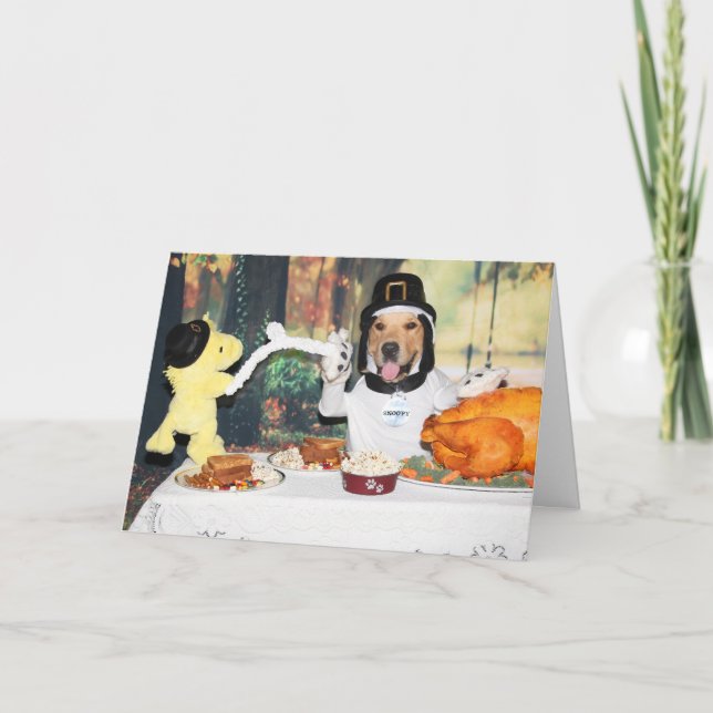 Cartão De Festividades Ouro Retriever Beagle e Ação de Graças de Aves (Frente)
