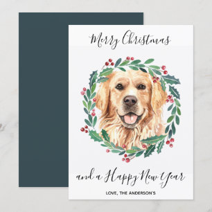Cartão De Festividades Ouro Retriever Cachorro Elegante Feliz Natal