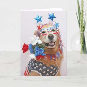 Cartão De Festividades Ouro Retriever Fabuloso Quarto de julho
