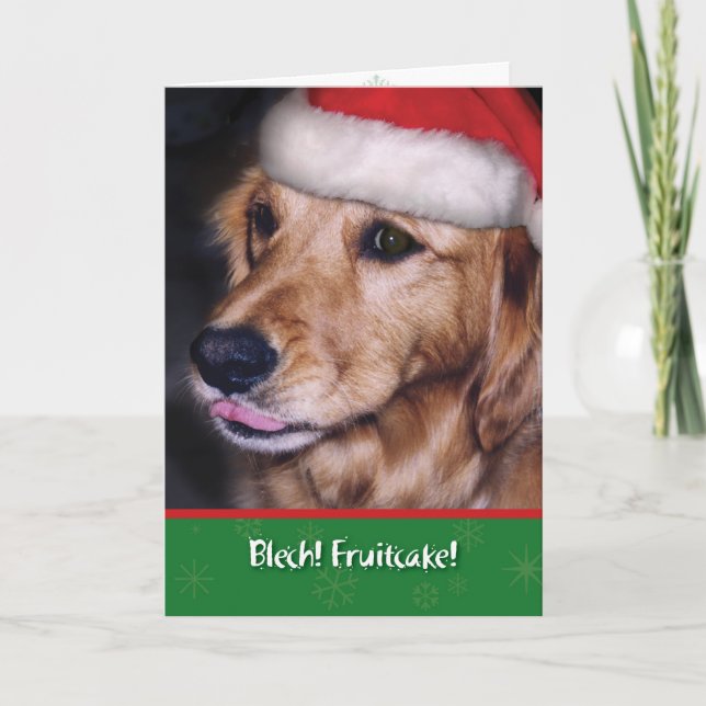Cartão De Festividades Ouro Retriever - Fruta de Natal Engraçado (Frente)