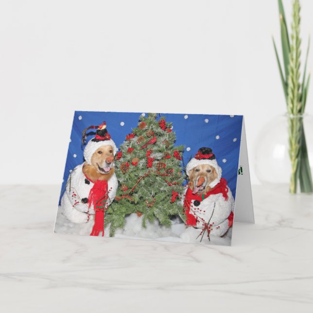 Cartão De Festividades Ouro Retrievers como Natal (Frente)