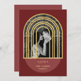 Cartão De Festividades Ouro | Vinho - Foto de Natal Vermelho