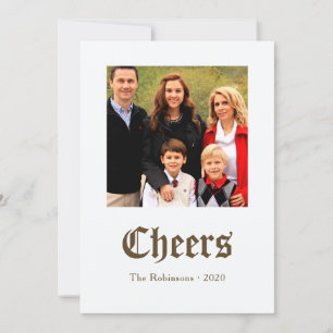 Cartão De Festividades Ouro Vintage Folha de Natal Foto da Família Music