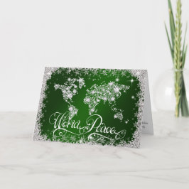 Cartão De Festividades Ouros de PAZ do Mundo Verde Emerald PERSONALIZADOS