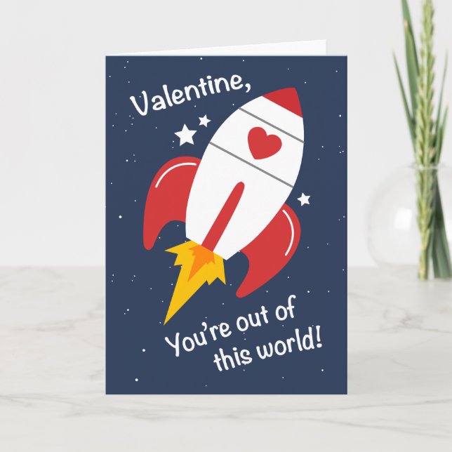 Cartão De Festividades Out of This World Rocket Valentine Card (Frente)