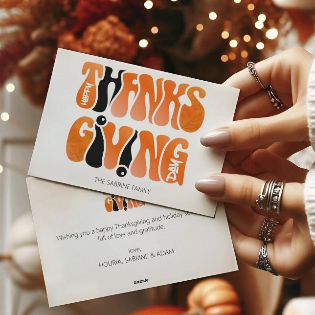 Cartão De Festividades outono de Ação de Graças do Grafite Branco Moderno (Criador carregado)