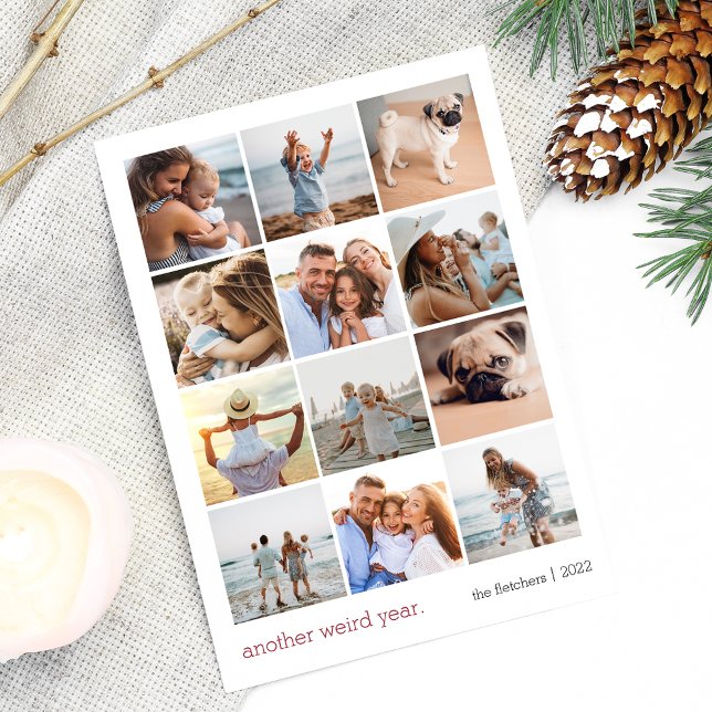 Cartão De Festividades Outro Ano Estranho | Ano em Revisão Colagem de Fot (Criador carregado)