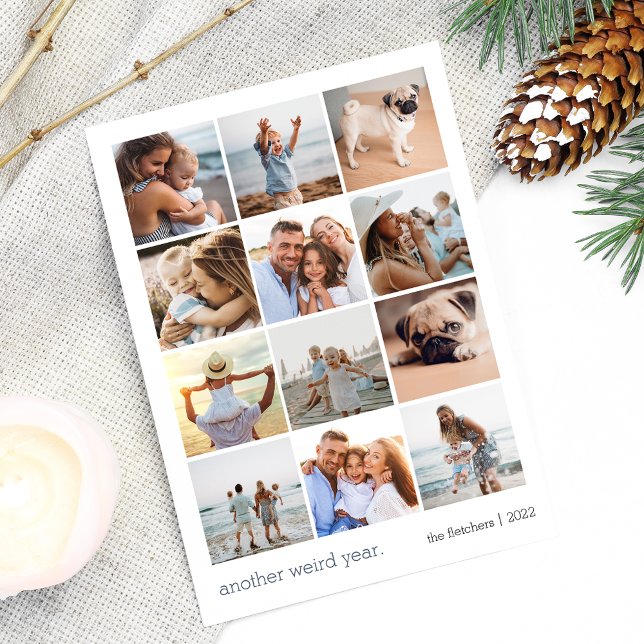 Cartão De Festividades Outro Ano Estranho | Ano em Revisão Colagem de Fot (Criador carregado)