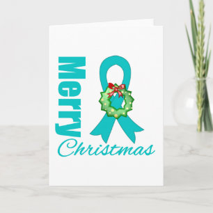 Cartão De Festividades Ovarian Cancer Awareness Merry Christmas Ribbon