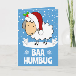 Cartão De Festividades Ovelha Baa Humbug Vestindo Um Chapéu De Natal Feri