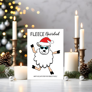 Cartão De Festividades Ovelha Dançante de Natal Fleece Navidad Engraçado