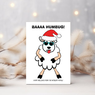 Cartão De Festividades Ovelha Engraçada Scrooge Baa Humbug Natal