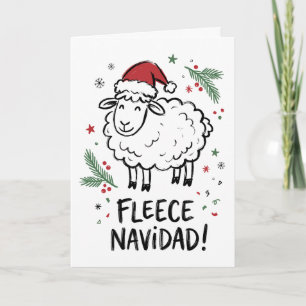 Cartão De Festividades Ovelha Fleece Navidad Natal Divertido