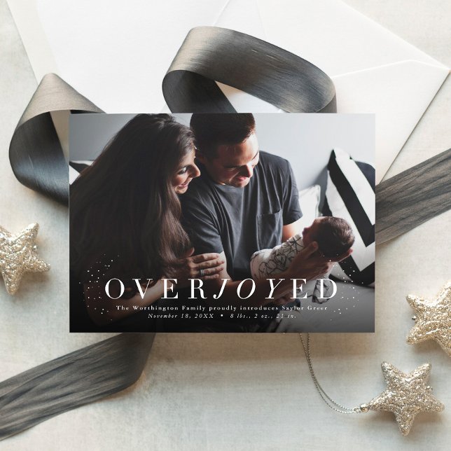 Cartão De Festividades Overjoyed holiday photo birth announcement (Criador carregado)