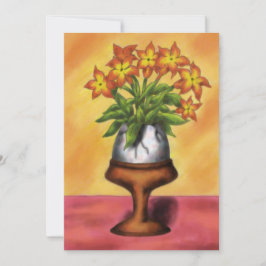 Cartão De Festividades ovo de Páscoa como vaso com flores na mesa