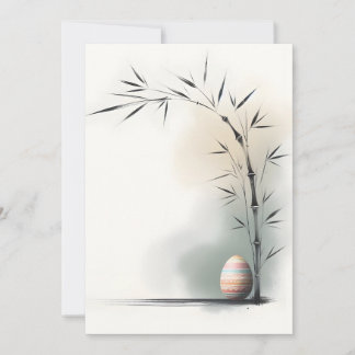 Cartão De Festividades Ovo de Páscoa Minimalista Zen Bambu