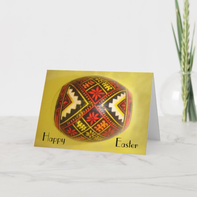 Cartão De Festividades Ovo Romeno Pintado À Mão Do felz pascoa #6 (Frente)