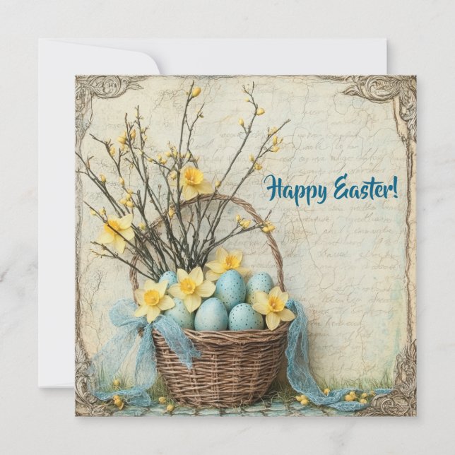 Cartão De Festividades Ovos de chique de vindima (Frente)