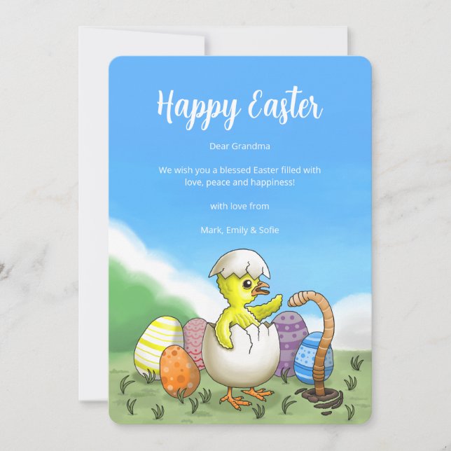 Cartão De Festividades Ovos de frango páscoa (Frente)