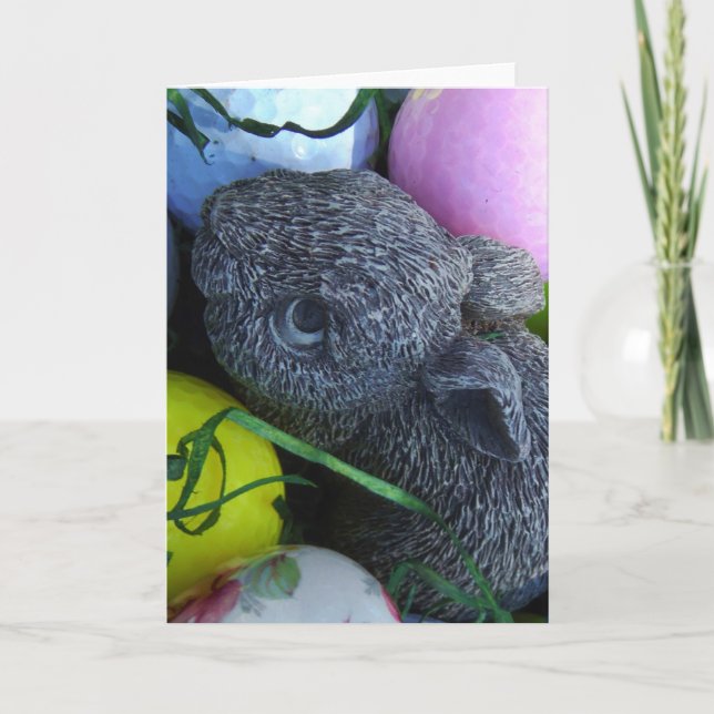 Cartão De Festividades Ovos de Páscoa, Bolas de Golfe de Coelho (Frente)