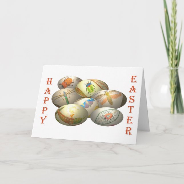 Cartão De Festividades Ovos de páscoa bordados (Frente)