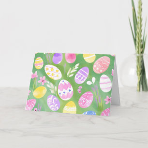Cartão De Festividades Ovos de Páscoa Caça ao Ovo Pastel Água-cor