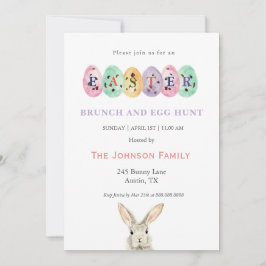 Cartão De Festividades Ovos de Páscoa em aquarela fofa Brunch de Páscoa