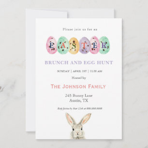Cartão De Festividades Ovos de Páscoa em aquarela fofa Brunch de Páscoa