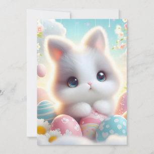 Cartão De Festividades Ovos de Páscoa Kawaii Pastel Doce