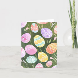 Cartão De Festividades Ovos de Páscoa Pastéis | Aquarela de Primavera Bon