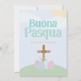 Cartão De Festividades Ovos de Páscoa Pastéis Italianos Buona Pasqua e Cr