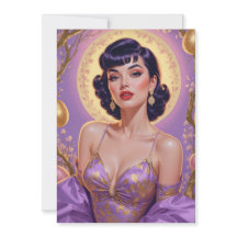 Ovos de Páscoa Pin-Up Morena com Dourado e Roxo
