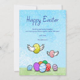 Cartão De Festividades Ovos de Páscoa Voadores